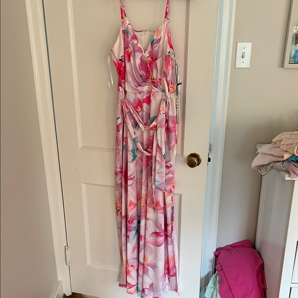 Nicole Miller Pink Floral Maxi Dress